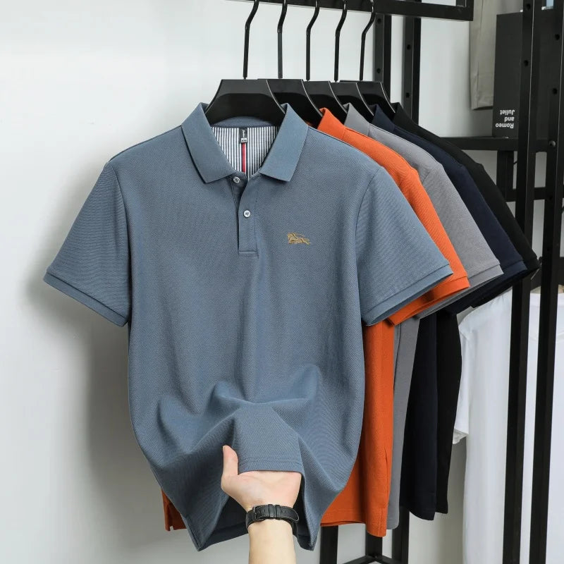 100% pure cotton luxury brand short sleeve men's polo shirt summer fashion letter embroidery design golf top breathable T-shirt