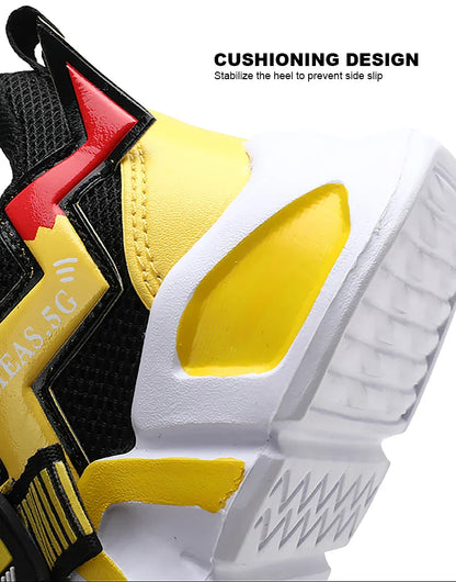 Yellow Boys Basketball Shoes Soft Non-slip Kids Sneakers Thick Sole Children Sport Shoes Outdoor Girls Trainer Basketball
