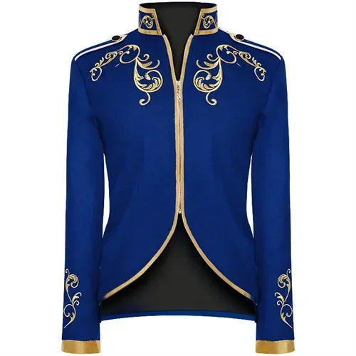British Style Men Embroidered Flower Suit White / Blue / Red Male Wedding Dance Party Coat Singer Stage Performance Dress Blazer