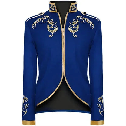 British Style Men Embroidered Flower Suit White / Blue / Red Male Wedding Dance Party Coat Singer Stage Performance Dress Blazer