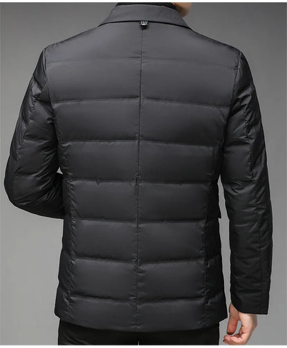 Men's Winter Fashion High-Quality down Jacket 90% White Duck down Warm Coat with Removable Scarf Suit Collar M-4XL Sizes