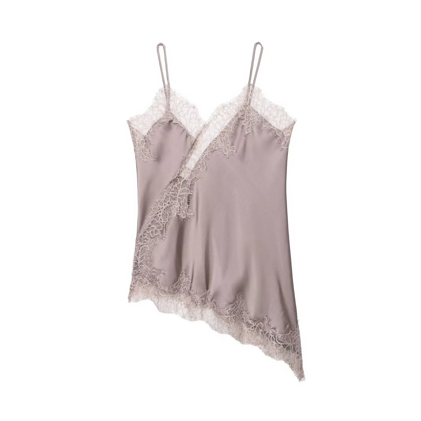 Sexy Women Asymmetrical Lace Slip Tops Summer Female Backless Sleeveless Off Shoulder Underwear Tanks Elegant Beach Camisole