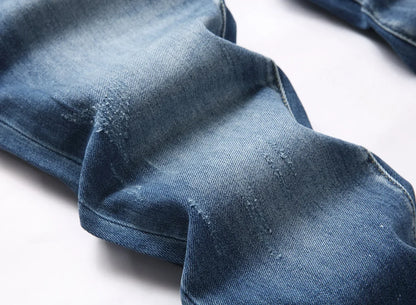 2025 Men's Ripped Jeans Luxury Brand Light Blue Holes Long Trousers Quality Male Fashion Stretch Slim Pants Men Skinny Jeans