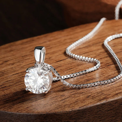 1ct Moissanite Pandent Necklace s925 Sterling Silver Plated 18k Box Chain Dainty Necklaces for Women Fine Jewelry Gift