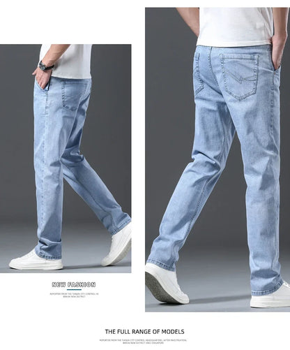2024 New Men's Clothing Casual Jeans Winter New Fleece Pants Thick Warm Fashion Straight Fit Male Denim Trousers