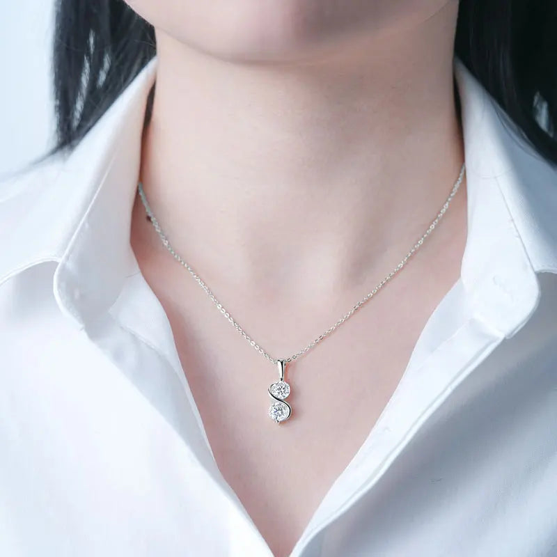 GRA Certified Moissanite Twisted Bowknot Pendant Necklaces for Women S925 Sterling Silver Jewelry Chains Wedding Gifs