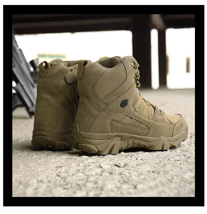 Men Tactical Boots Lace Up Breathable Male Army Boots Desert Boot Climbing Hiking Shoes Safety Unisex Hunting Boots Motorcycle