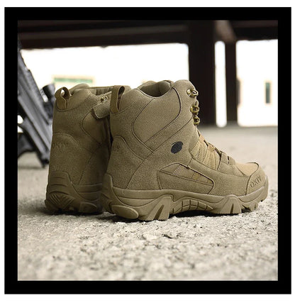 Men Tactical Boots Lace Up Breathable Male Army Boots Desert Boot Climbing Hiking Shoes Safety Unisex Hunting Boots Motorcycle