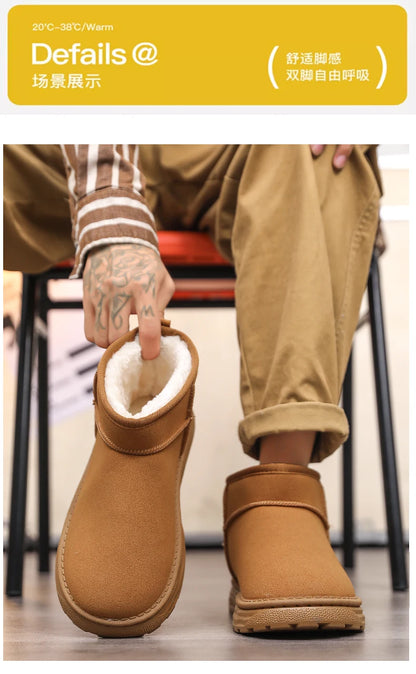 2025 Winter Snow Boots for Men New Fashion Australia Boots 39-47 Classic Top Quality Suede Leather Ankle Boots Warm Mens Shoes