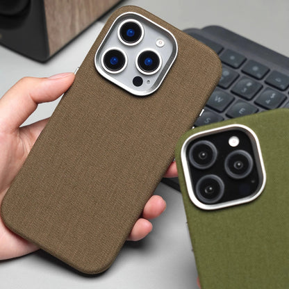 For MagSafe Nylon Canvas Phone Case For iPhone 13 14 15 16 Pro Max Plus Luxury Weave Texture Military Shockproof Magnetic Cover
