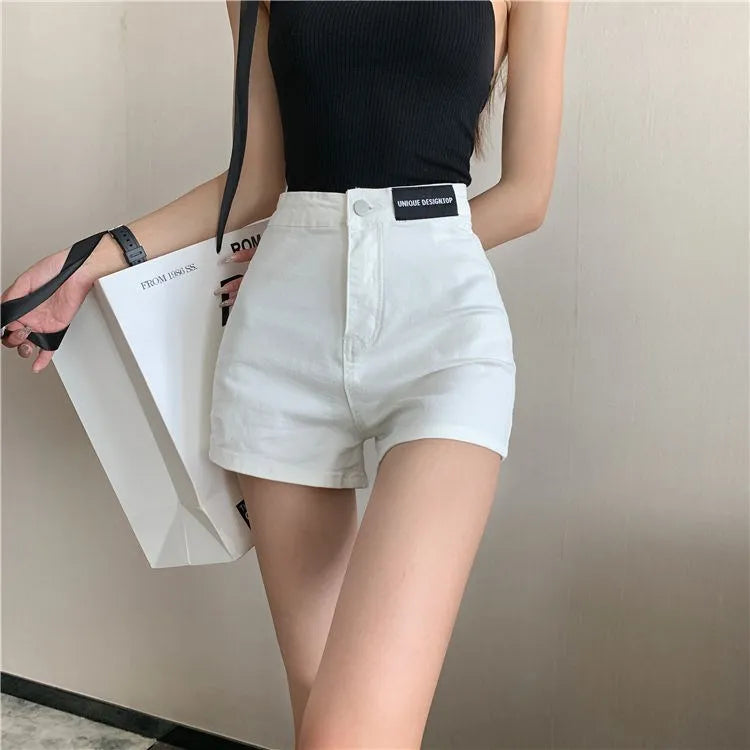 Retro Spicy Girl High Waist Skinny Denim orts Women's Summer Thin Korean Sle Cotton Stretch Tight Fit Trendy Hot Pants