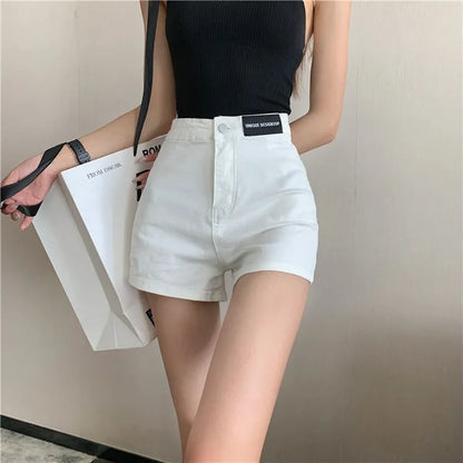 Retro Spicy Girl High Waist Skinny Denim orts Women's Summer Thin Korean Sle Cotton Stretch Tight Fit Trendy Hot Pants