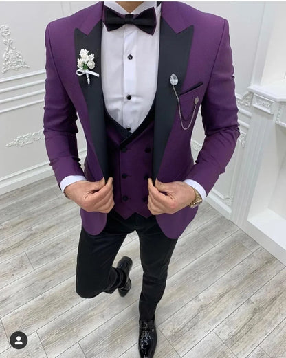 Costume Homme Red Men Suit 3 Pieces Wedding Dress Tuxedos Slim Fit Groom Prom Party Blazer Hombre Terno Masculino Slim Fit