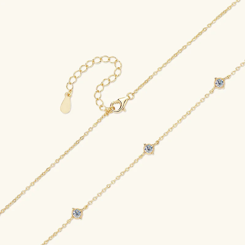 Collar Plata 925 Sterling Silver Choker Necklace For Women Round Cut 3mm Moissanite Necklaces Clavicle Chain Jewellry Gift