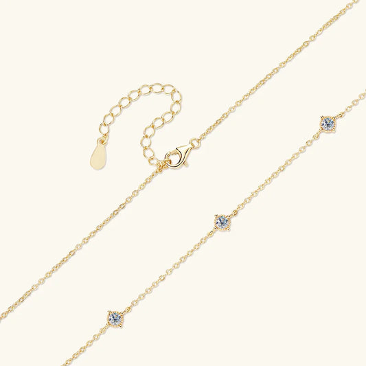 Collar Plata 925 Sterling Silver Choker Necklace For Women Round Cut 3mm Moissanite Necklaces Clavicle Chain Jewellry Gift