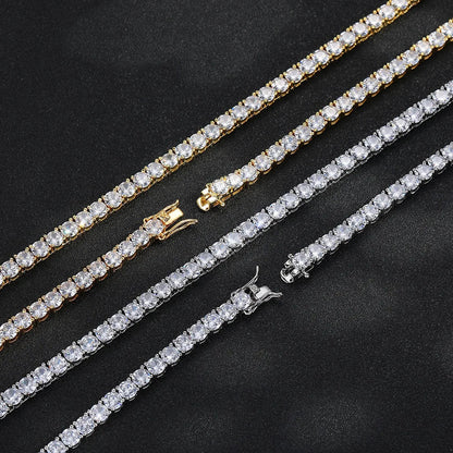 Certified GRA Moissanite Tennis Necklace 3/4/5/6mm Solid 925 Sterling Silver Diamond Tennis Necklaces for Women Man
