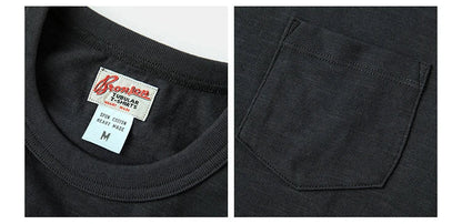 Rugged Bronson Loopwheel Tubular Pocket T-Shirt 220g Slub Cotton Men's Seamless Side Tee Short Sleeve