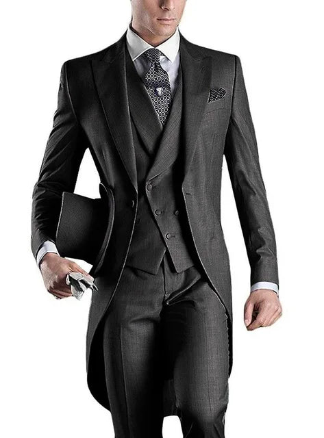 Costume Homme 3 Pieces Fashion Tuxedos Groom Wedding Men Suits Tuxedo Terno Masculino De Pour Hommes Blazer (Jacket+Pants+Vest)