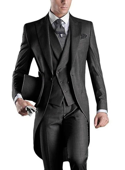 Costume Homme 3 Pieces Fashion Tuxedos Groom Wedding Men Suits Tuxedo Terno Masculino De Pour Hommes Blazer (Jacket+Pants+Vest)