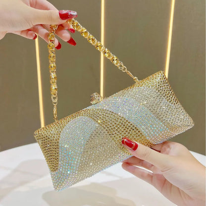 Fashion Trendy Party Bag Evening Shiny Rhinestone Clutch Phone Holder Large Capacity Women's Daily Use Glitter Party Bag