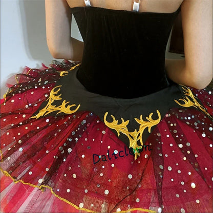 Adult Women Black Red Professional Tutu La Esmeralda Ballet Tutu Platter Pancake Tutu Dress Girls Kids Ballerina Party Costume