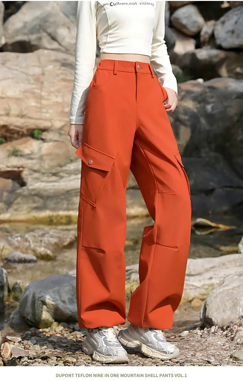 Outdoor Hiking Pants Woman 3 In 1 Removable Fleece Waterproof Camping Trousers Winter Large Pocket Windproof Cycling Travel Pant