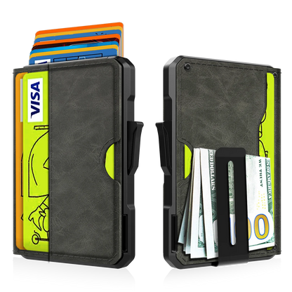 Portefeuille pour hommes - avec pince à billets, porte-cartes de crédit en cuir mince, blocage RFID, portefeuille minimaliste à deux volets