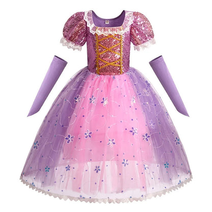 Girls Little Mermaid Aurora Costume Children Ariel Sleeping Beauty Dress Kids Peach Wedding Pink Fantasy Princess Disguise