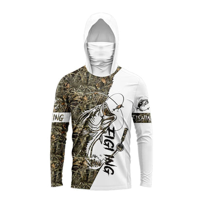 Men Hood Fishing Shirt long sleeve fishing t shirt uv protection Fishing Apparel