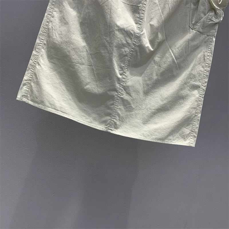 Vintage Skirts for Women American Fashion High Waist Back Slit Cargo Skirt Streetwear All-match Pockets Trendy Harajuku Chic New