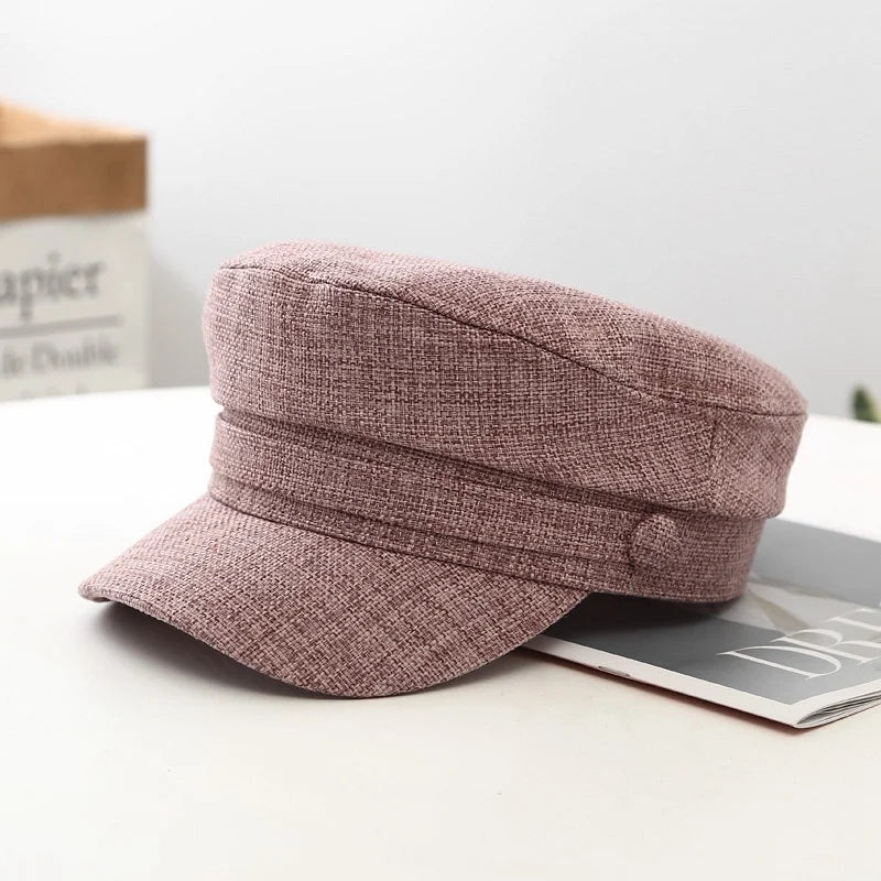 British Retro Style Solid Color Breathable Flat Top Newsboy Cap Sun Hat Military Cap Beret Hats