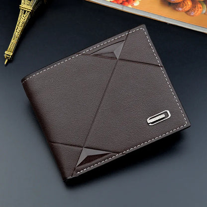 Homme court bifold en faux cuir masculina billetera porte-cartes d'identité porte-monnaie pochette couleur unie hombre business mince