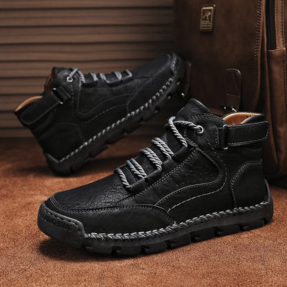 Men's Hand-stitched Boots Plus-size Casual Shoes Comfortable Soft Ankle Boots Outdoor Non-slip Wear Boots