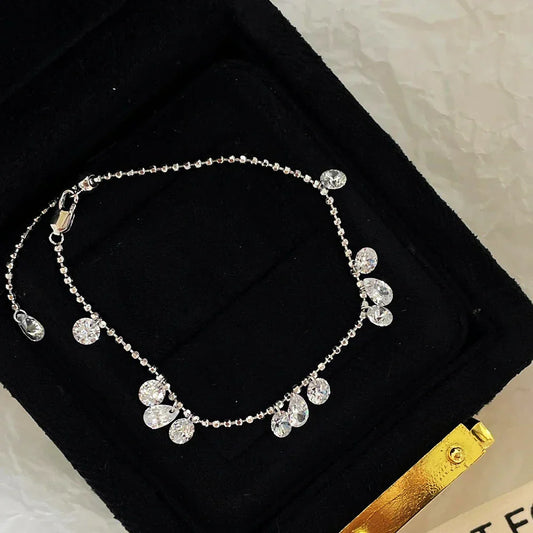 Colliers et bracelets à perles en argent S925, diamants à haute teneur en carbone, étincelants, en zircon, chaînes de main pour femmes, bijoux fins, cadeaux de fête