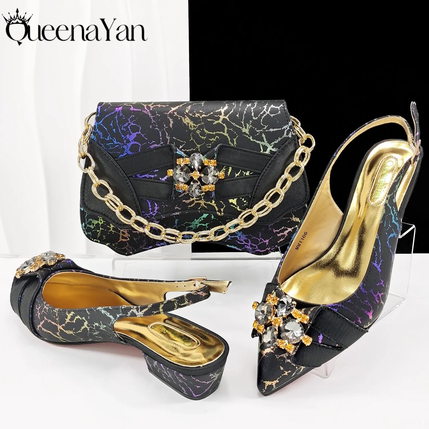 Elegant Pink Rhinestone Low-Heel Shoes & Handbag Set – Luxury Wedding & Party Accessories
