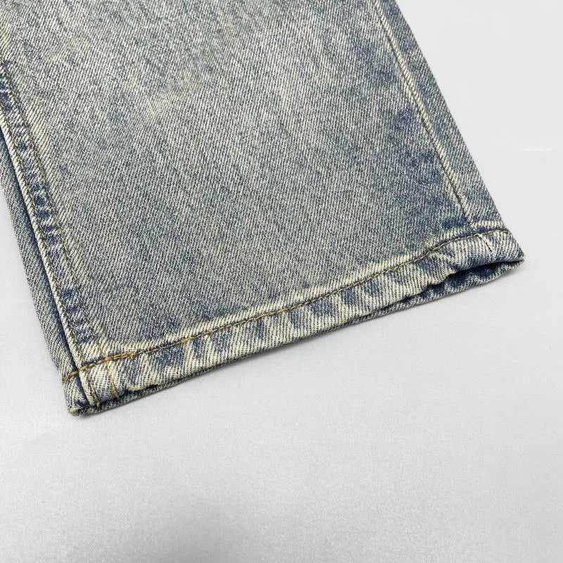 Spring and Autumn New Fashion Trend Printed Straight Leg Vintage Denim Pants Men's Casual Loose Sports High Quality Pants 28-36