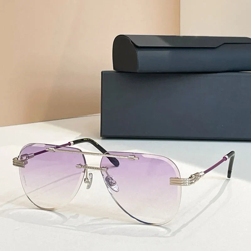 Luxury Boundless Sunglasses 50173U Oval Alloy High Street Premium Quality Premium Quality Double Bridges UV400 with Case Unisex