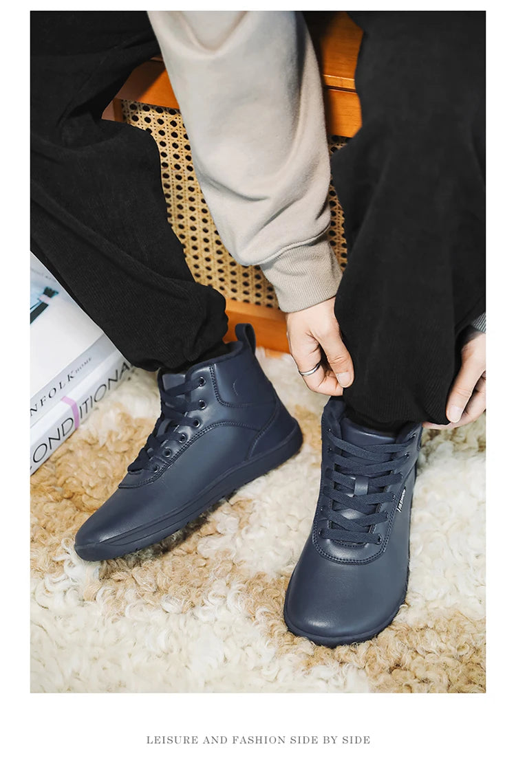 New Winter Booties Outdoor Waterproof Barefoot Boots For Men Ankle Boots Plush Warm Snow Shoes Non-slip Casual Sneakers Big Size