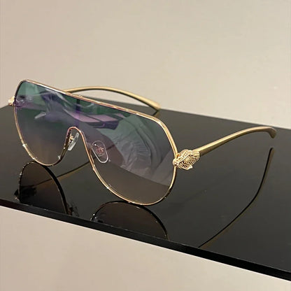Men New Fashion Metal Rim Monoblock Outdoor Shades Women Trendy Luxury Brand Design Sun Glasses Oversize Pilot Sunglasses