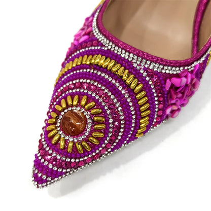 Elegant Italian Design Women's Party Shoes With Matching Handbag - Perfect for Hot African Weddings Stylish Heels and Bag Set