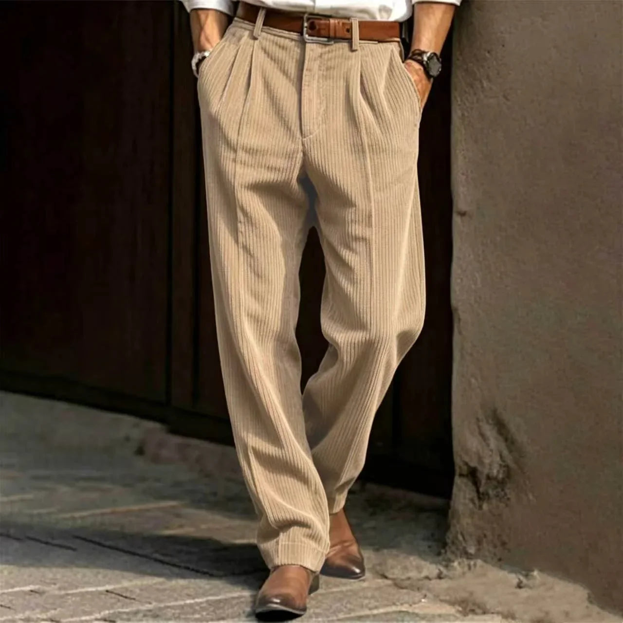 2025 Spring Summer Stylish Straight Cargo Pants Men Casual Texture Corduroy Trousers For Men Daily Leisure Loose Pant Streetwear