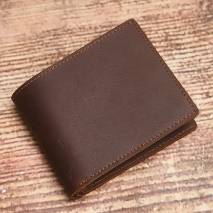 Genuine full-grain leather wallet, vintage men's wallet, stylish business card holder, the perfect gift for men