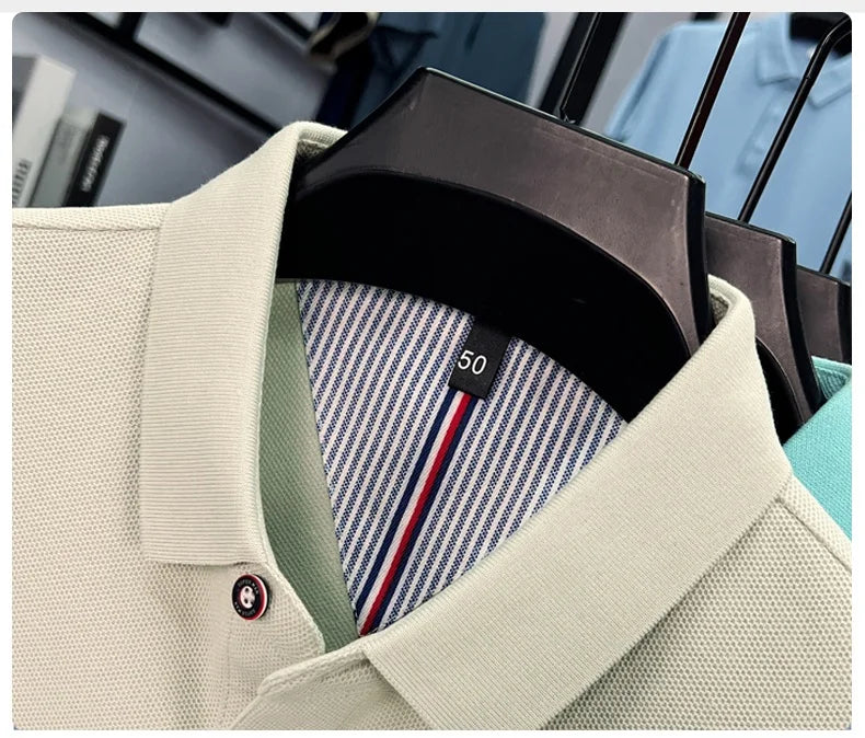 100% cotton short sleeve polo shirt comfortable lightweight high-end brand fashionable simple summer men's casual lapel T-shirt