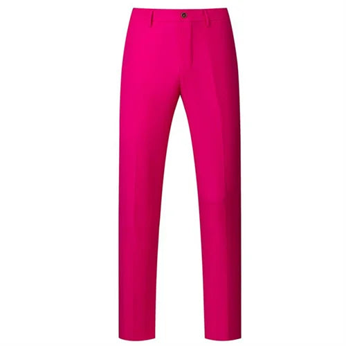 New Men Solid Colour Formal Suit Pants Black / Red / Royal Blue Homme Wedding Office Social Slim Fit Trousers