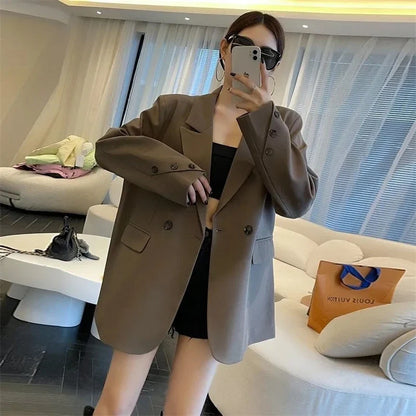 Women's Blazer Jacket 2025 Spring Autumn High End Fashion Temperament Ladies Suit Coat Elegant Loose Versatile Lady Outerwear