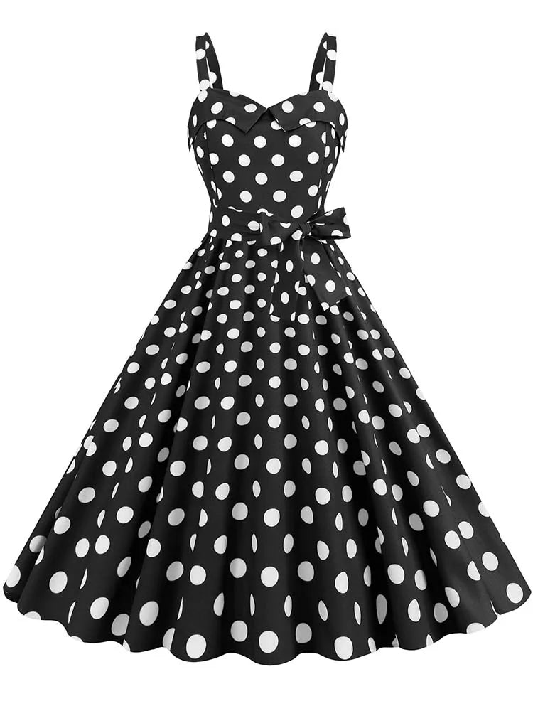 Spaghetti Strap Pink Plaid Dress Women Summer Elegant Vintage 50s Rockabilly Swing Party Dress