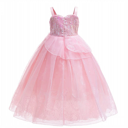 Wicked Cute Pink Dress for Girls 2-12 Yrs Halloween Wizard Glinda Costume for Good Movie Role Playing Outfit Carnival Apparel