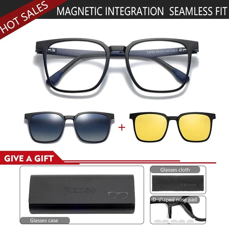 NEW IN Magnetic Clip on Optical Myopia Glasses For Men Women Polarized Sunglasses Prescription Reading Glasses TJ2190