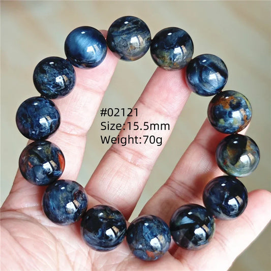 Bracelet en Pietersite Bleue Naturelle pour Femmes et Hommes, Perles Rondes, Œil de Chat Chatoyant, Pietersite de Feu, Namibie, AAAAAA