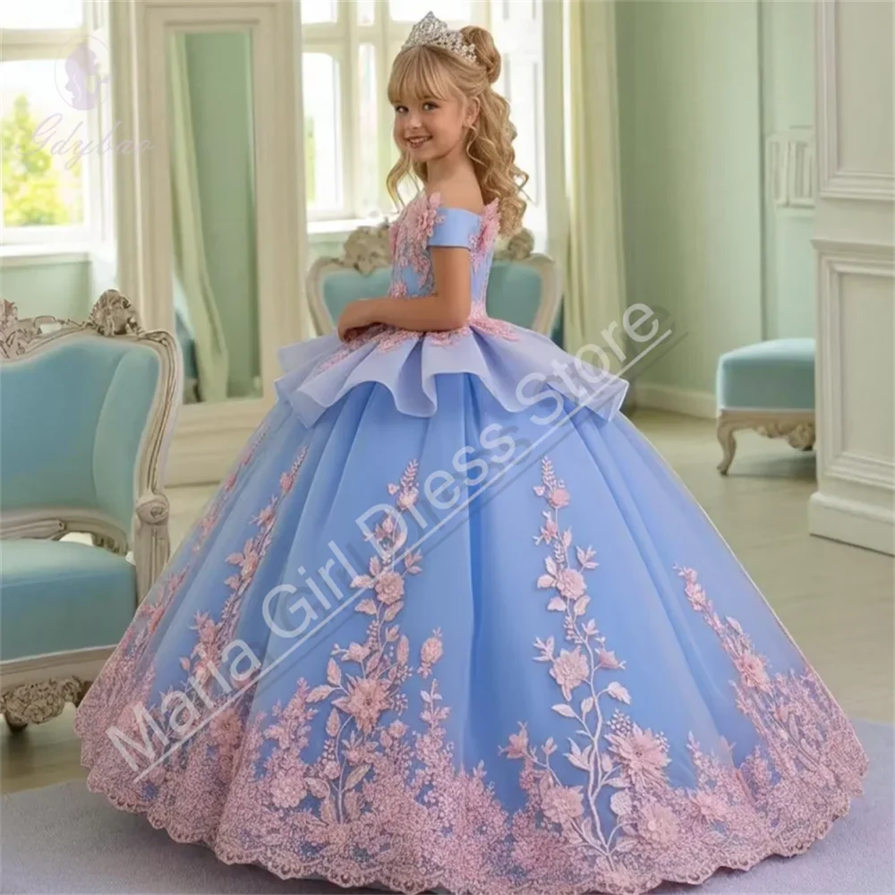Customized Pink Little Baby Girls Wedding Party Dresses Lace Appliqued Flower Girl Dresses Beauty pageant Dress For Photo Shoot